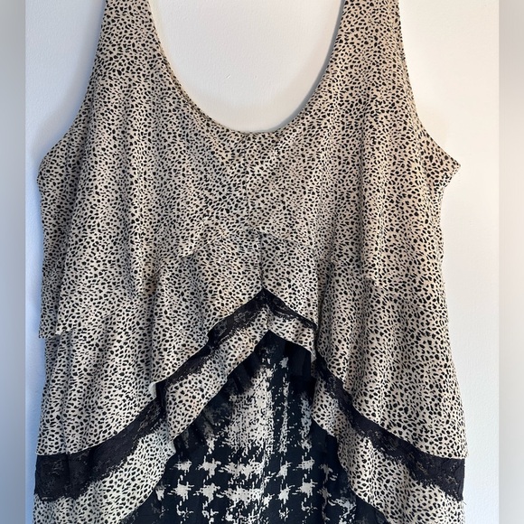 Silence + noise leopard print lace ruffle layered tank top size M - Picture 7 of 16